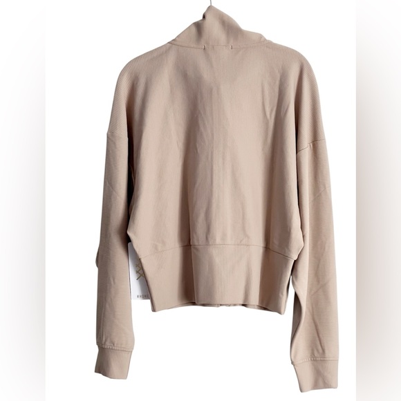 Rhône Ripple Tan Cropped Ribbed Full Zip Jacket Size L - Picture 2 of 8